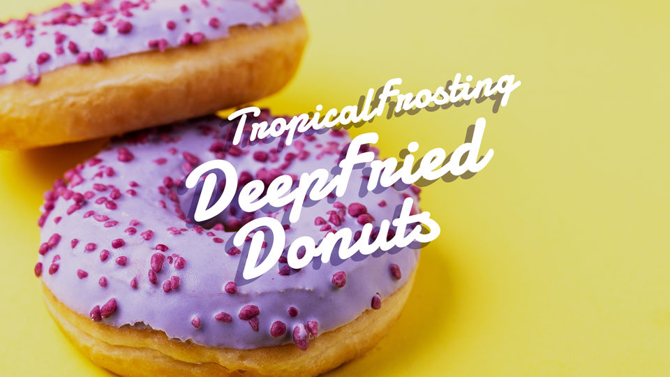 Friturestegte donuts med tropisk frosting